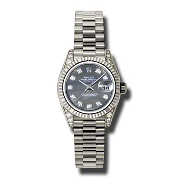 Rolex Datejust Lady - Gold President White Gold - Fluted Bezel - President