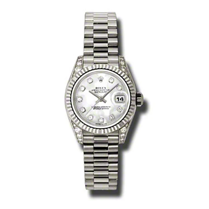 Rolex Datejust Lady - Gold President White Gold - Fluted Bezel - President