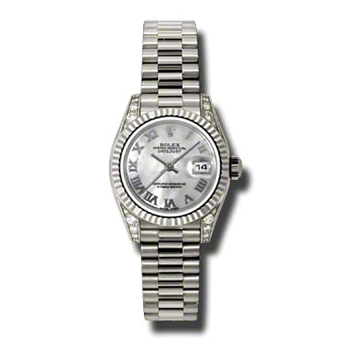 Rolex Datejust Lady - Gold President White Gold - Fluted Bezel - President