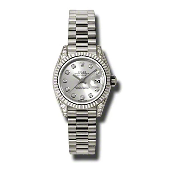 Rolex Datejust Lady - Gold President White Gold - Fluted Bezel - President