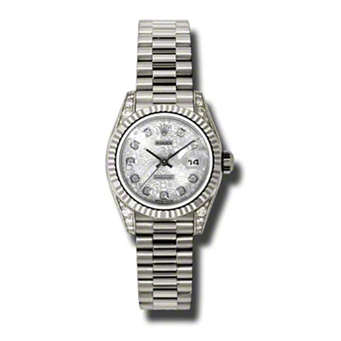 Rolex Datejust Lady - Gold President White Gold - Fluted Bezel - President