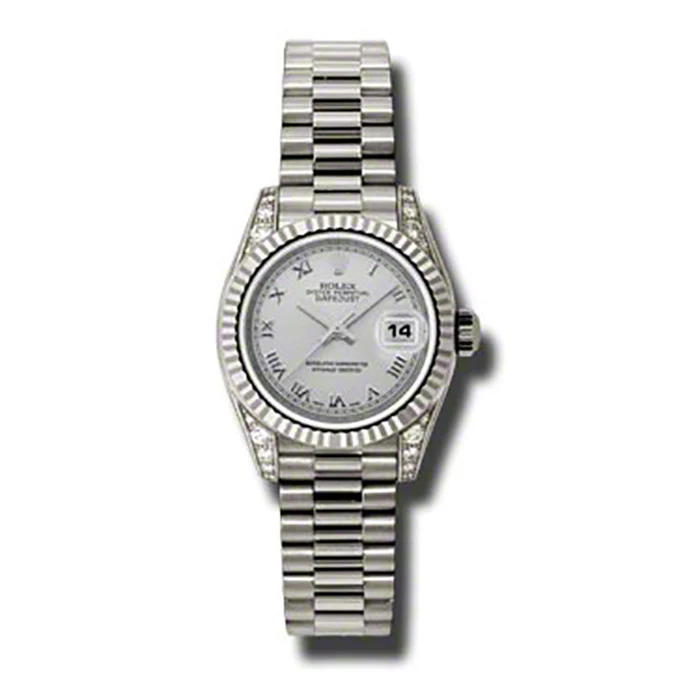 Rolex Datejust Lady - Gold President White Gold - Fluted Bezel - President