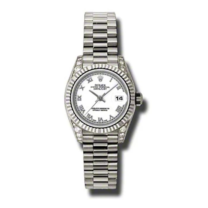 Rolex Datejust Lady - Gold President White Gold - Fluted Bezel - President