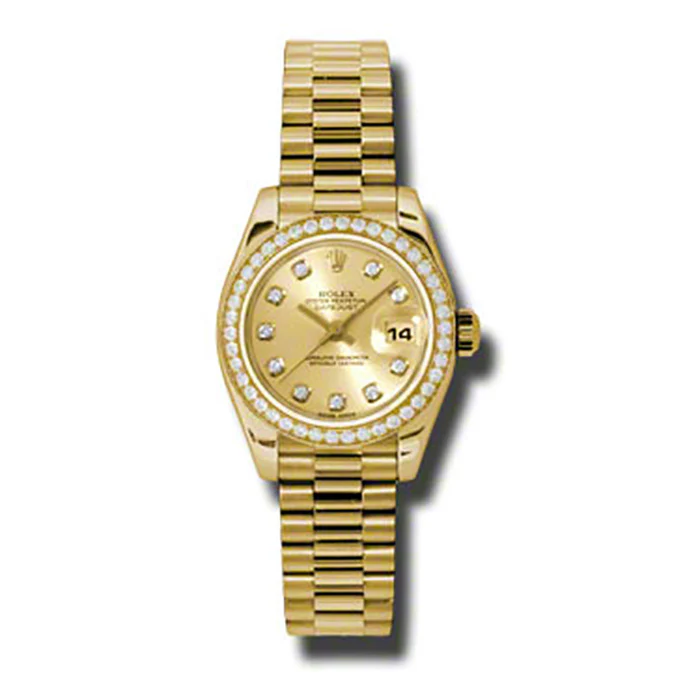 Rolex Datejust Lady - Gold President Yellow Gold - Dia Bezel - President
