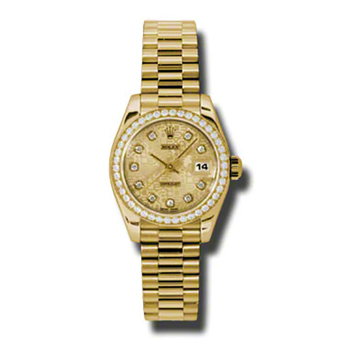 Rolex Datejust Lady - Gold President Yellow Gold - Dia Bezel - President