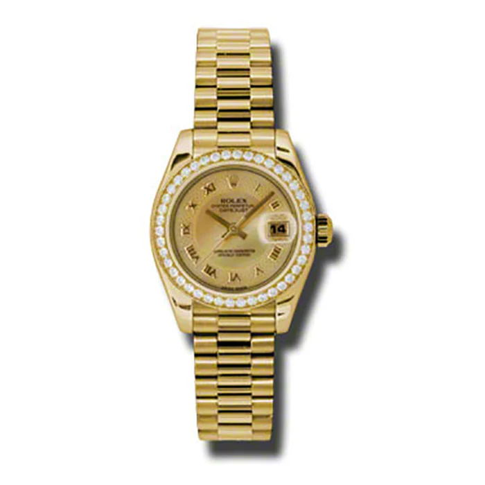 Rolex Datejust Lady - Gold President Yellow Gold - Dia Bezel - President