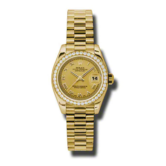 Rolex Datejust Lady - Gold President Yellow Gold - Dia Bezel - President