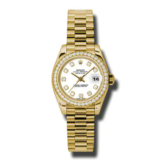 Rolex Datejust Lady - Gold President Yellow Gold - Dia Bezel - President