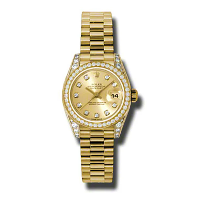 Rolex Datejust Lady - Gold President Yellow Gold - Dia Bezel - President