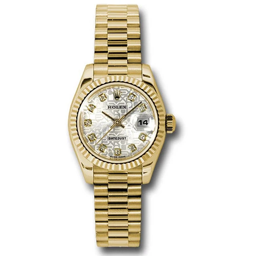 Rolex Datejust Lady - Gold President Yellow Gold - Fluted Bezel - President