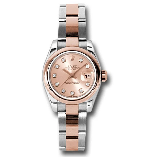 Rolex Datejust Lady - Steel and Gold Pink Gold - Domed Bezel - Oyster