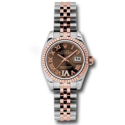 Rolex Datejust Lady - Steel and Gold Pink Gold - Fluted Bezel - Jubilee