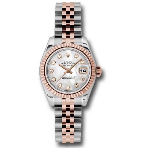 Rolex Datejust Lady - Steel and Gold Pink Gold - Fluted Bezel - Jubilee