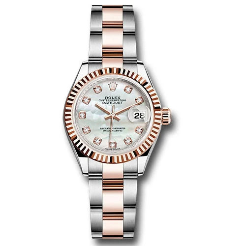 Rolex Datejust Lady - Steel and Gold Pink Gold - Fluted Bezel - Jubilee