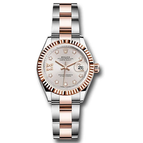 Rolex Datejust Lady - Steel and Gold Pink Gold - Fluted Bezel - Jubilee