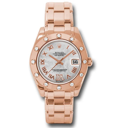 Rolex Datejust Pearlmaster 34 Everose Gold - 12 Diamond Bezel