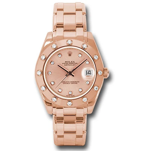 Rolex Datejust Pearlmaster 34 Everose Gold - 12 Diamond Bezel