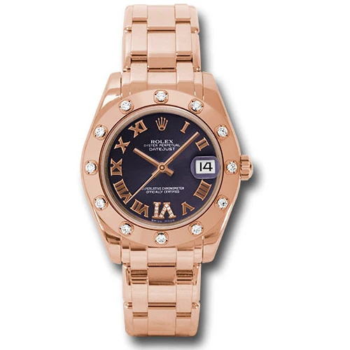 Rolex Datejust Pearlmaster 34 Everose Gold - 12 Diamond Bezel