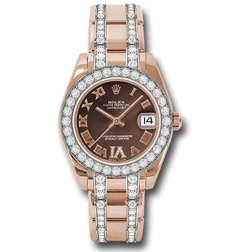 Rolex Datejust Pearlmaster 34 Everose Gold - 32 Diamond Bezel - Diamond Bracelet