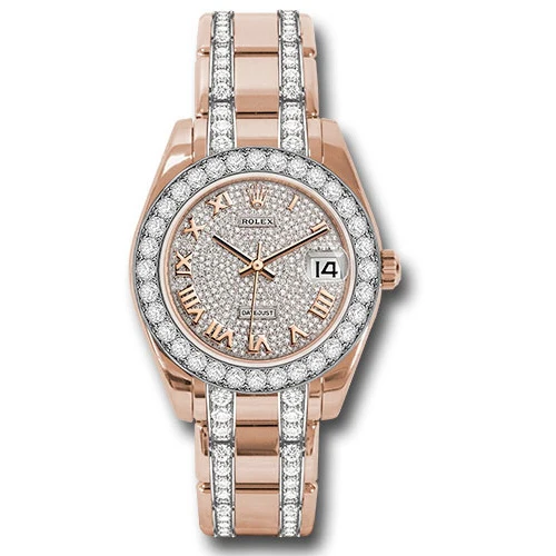 Rolex Datejust Pearlmaster 34 Everose Gold - 32 Diamond Bezel - Diamond Bracelet