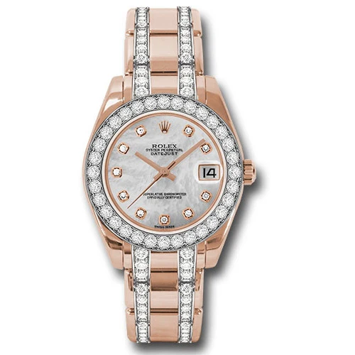Rolex Datejust Pearlmaster 34 Everose Gold - 32 Diamond Bezel - Diamond Bracelet