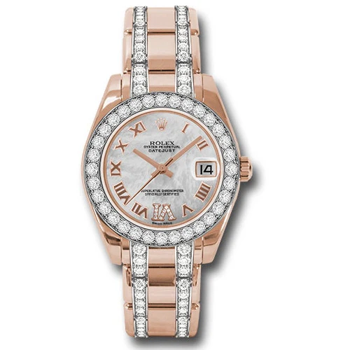 Rolex Datejust Pearlmaster 34 Everose Gold - 32 Diamond Bezel - Diamond Bracelet