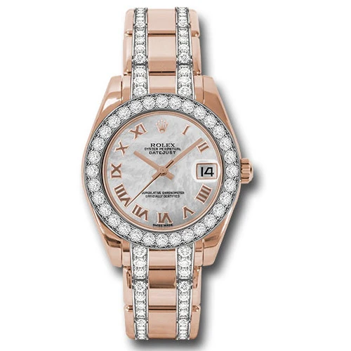 Rolex Datejust Pearlmaster 34 Everose Gold - 32 Diamond Bezel - Diamond Bracelet
