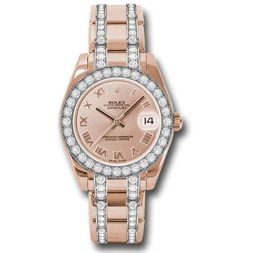 Rolex Datejust Pearlmaster 34 Everose Gold - 32 Diamond Bezel - Diamond Bracelet