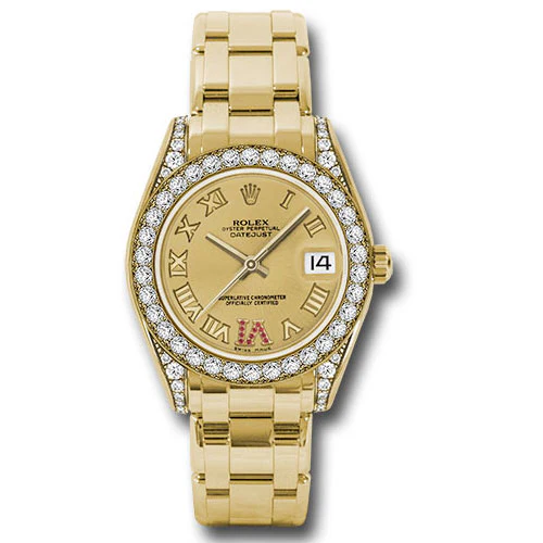 Rolex Datejust Pearlmaster 34 - Yellow Gold - 34 Diamond Bezel - Diamond Lugs
