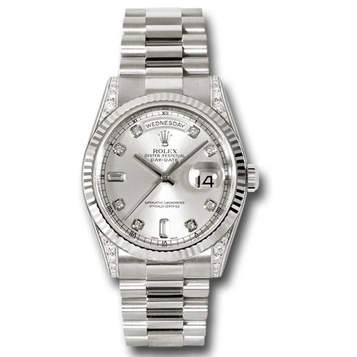 Rolex Day-Date President White Gold - Fluted Bezel - Dia Lugs - President