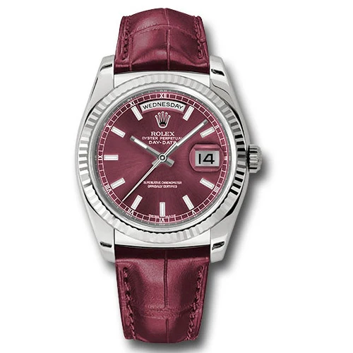 Rolex Day-Date President White Gold - Fluted Bezel - Leather