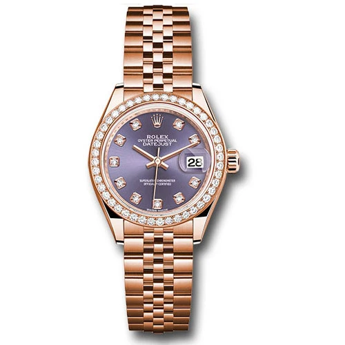 Rolex Lady Datejust 28 - Pink Gold - Diamond Bezel - Jubilee