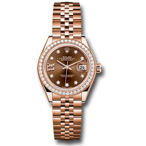 Rolex Lady Datejust 28 - Pink Gold - Diamond Bezel - Jubilee