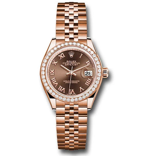 Rolex Lady Datejust 28 - Pink Gold - Diamond Bezel - Jubilee