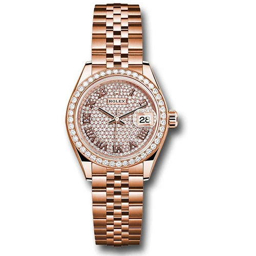 Rolex Lady Datejust 28 - Pink Gold - Diamond Bezel - Jubilee