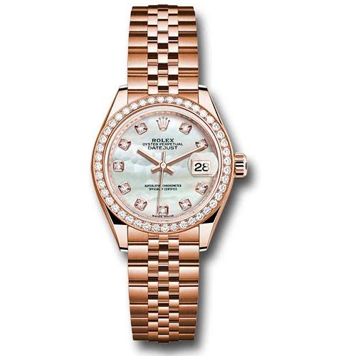 Rolex Lady Datejust 28 - Pink Gold - Diamond Bezel - Jubilee