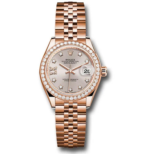 Rolex Lady Datejust 28 - Pink Gold - Diamond Bezel - Jubilee