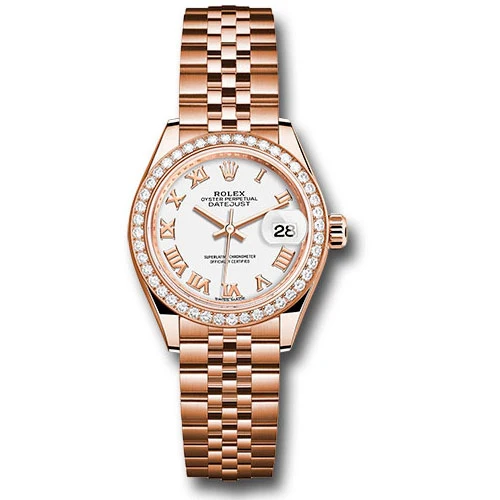 Rolex Lady Datejust 28 - Pink Gold - Diamond Bezel - Jubilee