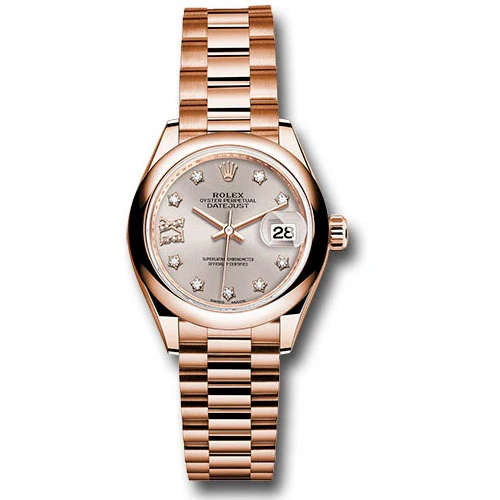 Rolex Lady Datejust 28 - Pink Gold - Domed Bezel - President