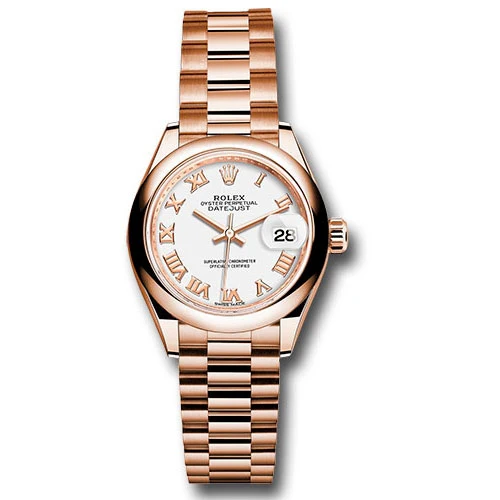 Rolex Lady Datejust 28 - Pink Gold - Domed Bezel - President