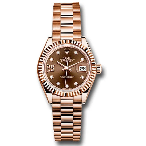 Rolex Lady Datejust 28 - Pink Gold - Domed Bezel - President