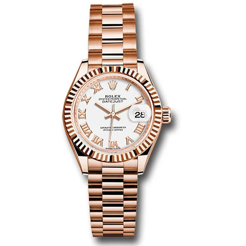 Rolex Lady Datejust 28 - Pink Gold - Domed Bezel - President
