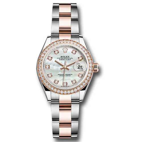 Rolex Lady Datejust 28 - Stainless Steel & Rose Gold - Diamond Bezel - Oyster
