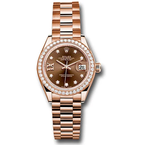 Rolex Lady Datejust 28 - Pink Gold - Diamond Bezel - President