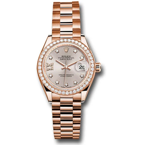 Rolex Lady Datejust 28 - Pink Gold - Diamond Bezel - President