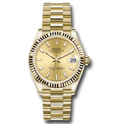 Rolex Datejust 31mm - Gold President Yellow Gold - Fluted Bezel