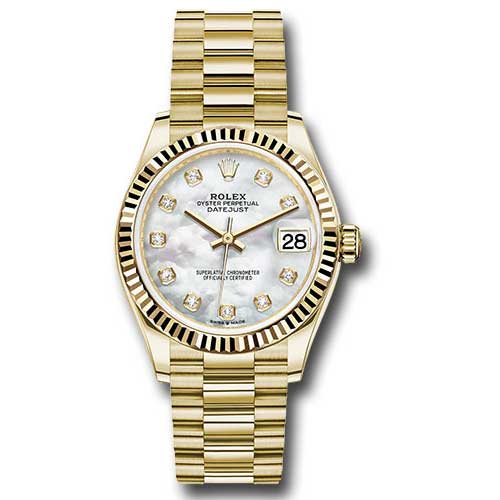 Rolex Datejust 31mm - Gold President Yellow Gold - Fluted Bezel