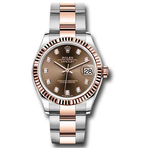 Rolex Datejust 31mm - Steel and Gold Pink Gold - Fluted Bezel - Oyster