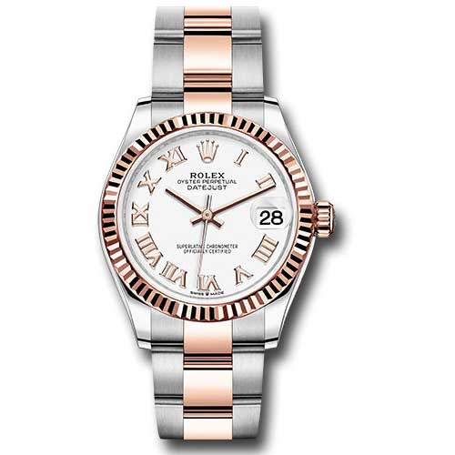 Rolex Datejust 31mm - Steel and Gold Pink Gold - Fluted Bezel - Oyster