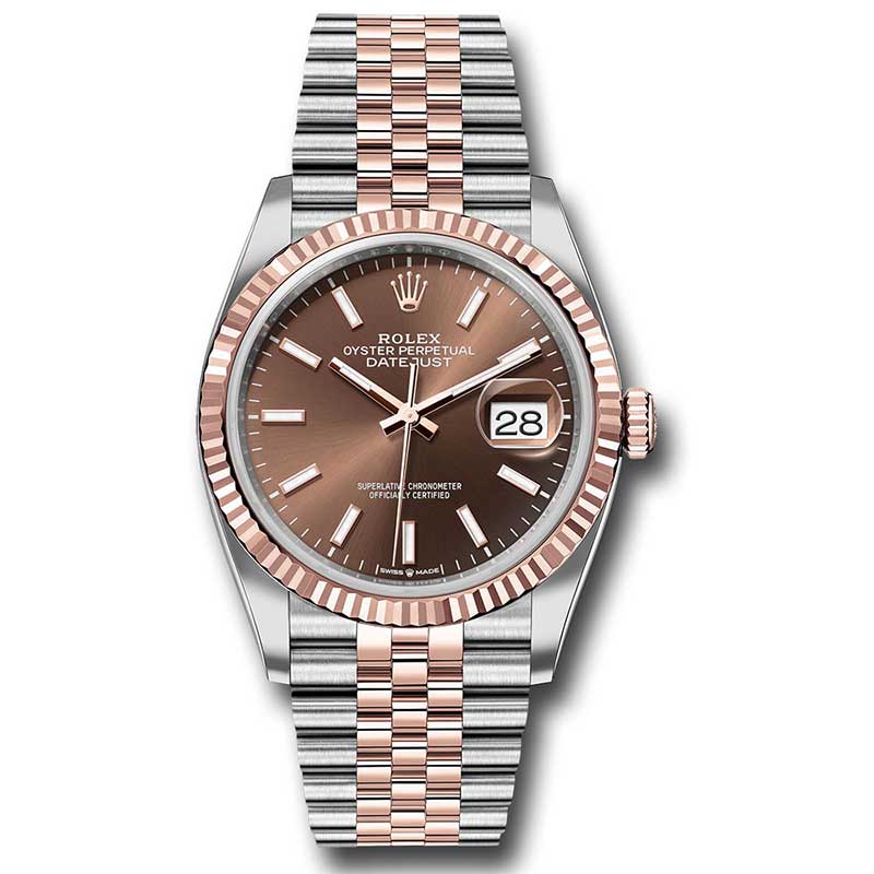 Rolex Datejust 36mm - Steel and Gold Pink Gold - Fluted Bezel - Jubilee